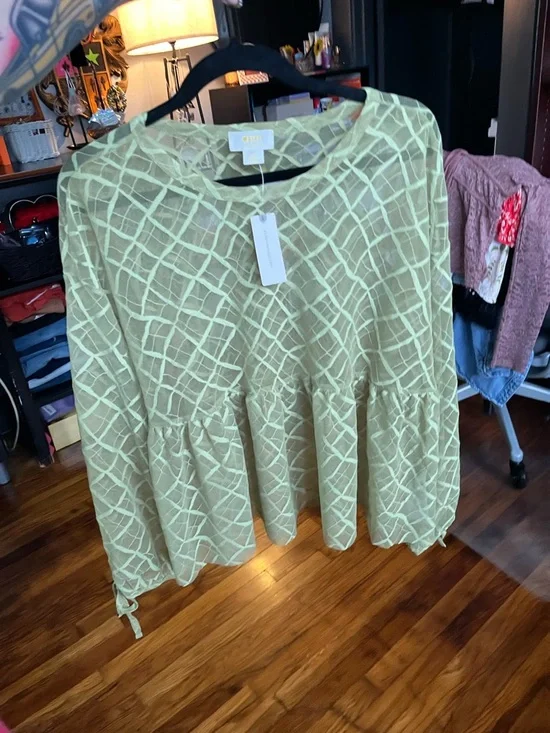 NWT Green Maeve Sheer Babydoll Layering Top - Picture 14 of 14